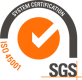 Logo della certificazione di sistema SGS con un grande segno di spunta arancione in un cerchio, il testo ISO 45001 a sinistra e SGS in basso a destra.